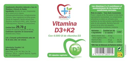 Vitamina D3 y K2 60 cápsulas