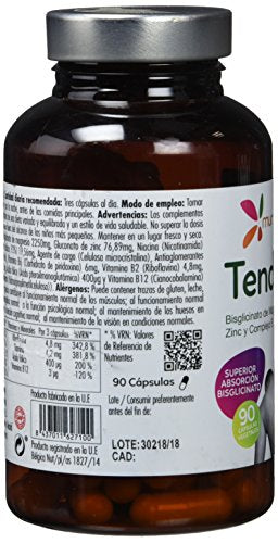 Tendiplus Bisglicinato de Magnesio, Zinc y Complejo B, 90 Capsulas