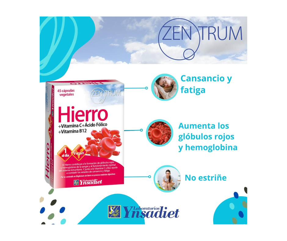 Hierro + Vitamina C + Àcido Fòlico + Vitamina B!2. 45 Caps