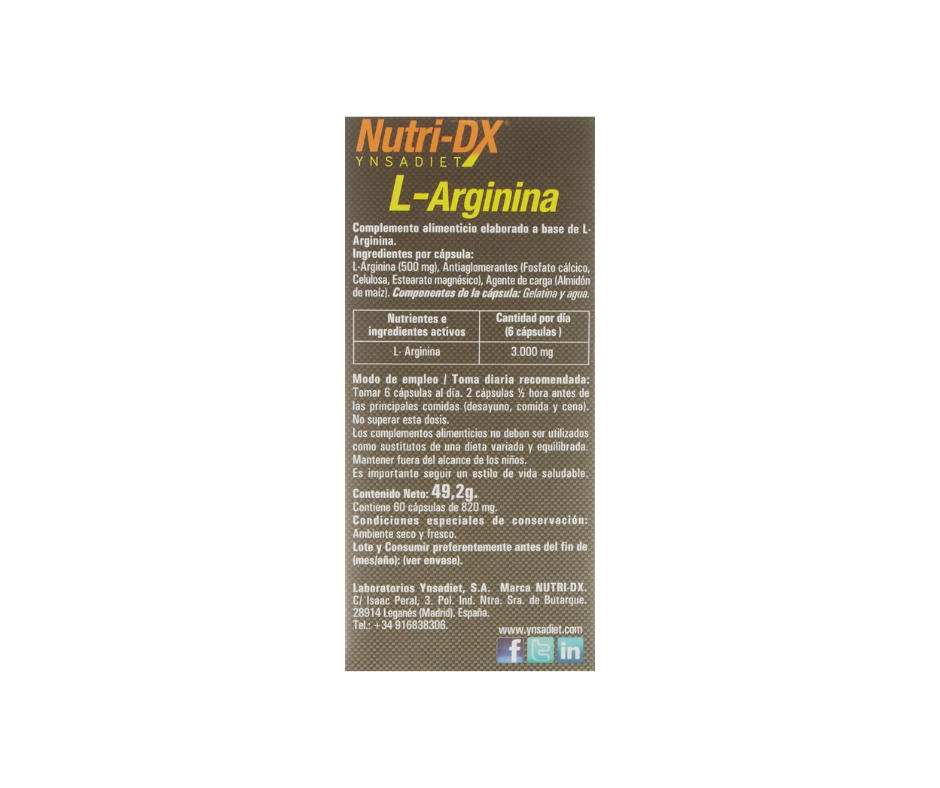 Nutri-Dx L Arginina 60 Cápsulas